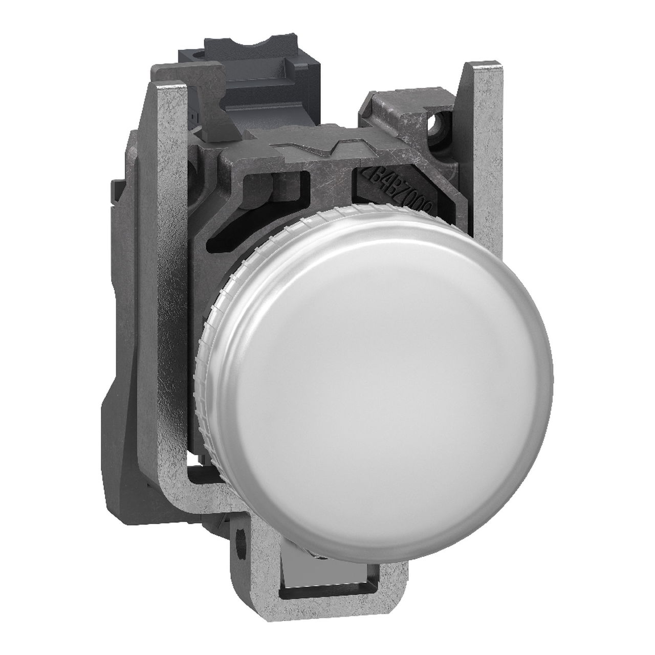 Pilot light, Harmony XB4,metal, white, 22mm, universal LED, plain lens, 24V AC DC