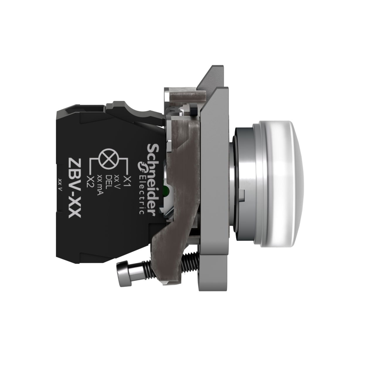 Pilot light, Harmony XB4,metal, white, 22mm, universal LED, plain lens, 24V AC DC – Image 4 of 7