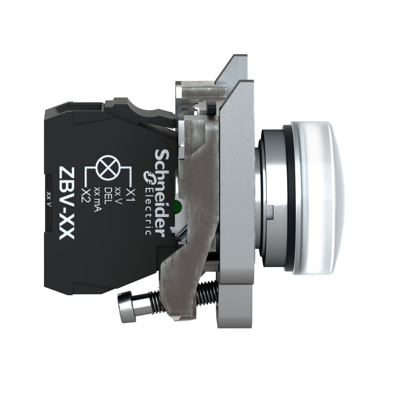 Pilot light, Harmony XB4,metal, white, 22mm, universal LED, plain lens, 110…120V AC – Image 4 of 7