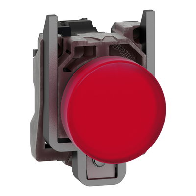 Pilot light, Harmony XB4,metal, red, 22mm, universal LED, plain lens, 110…120V AC