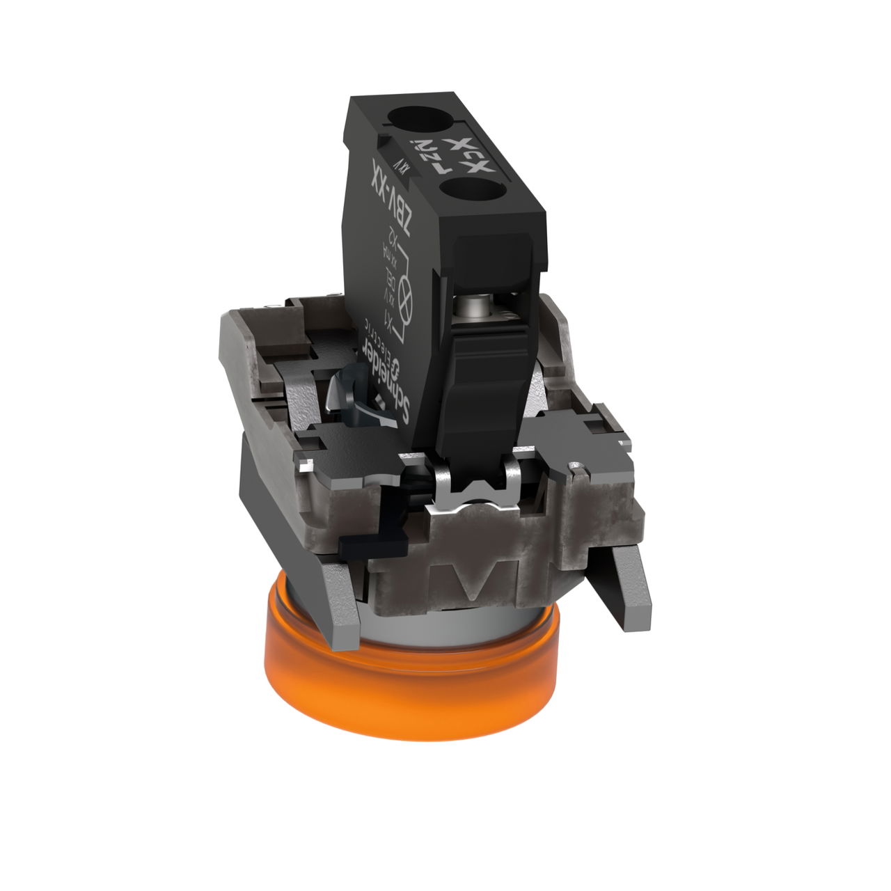 Pilot light, Harmony XB4,metal, orange, 22mm, universal LED, plain lens, 110…120V AC – Image 3 of 6