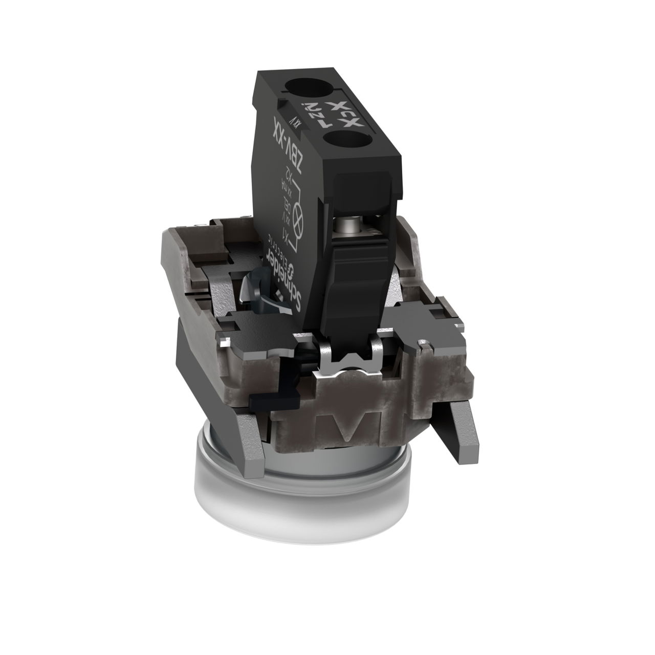 Pilot light, Harmony XB4,metal, white, 22mm, universal LED, plain lens, 230...240V AC – Image 2 of 4