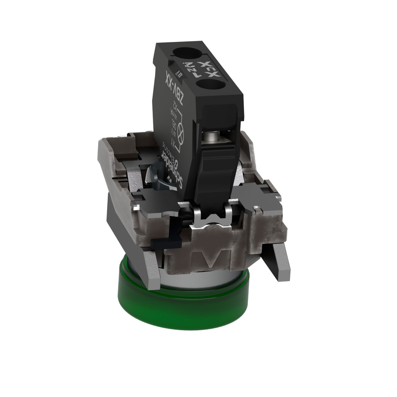 Pilot light, Harmony XB4,metal, green, 22mm, universal LED, plain lens, 230...240V AC – Image 4 of 8