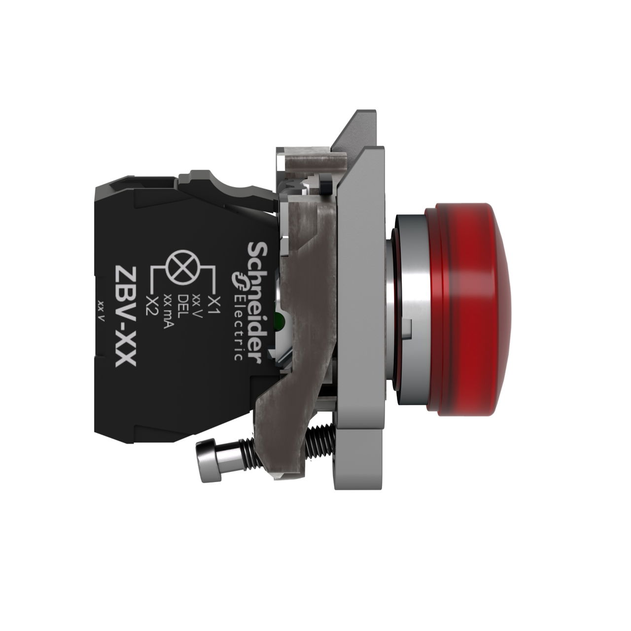 Pilot light, Harmony XB4,metal, red, 22mm, universal LED, plain lens, 230...240V AC – Image 5 of 8