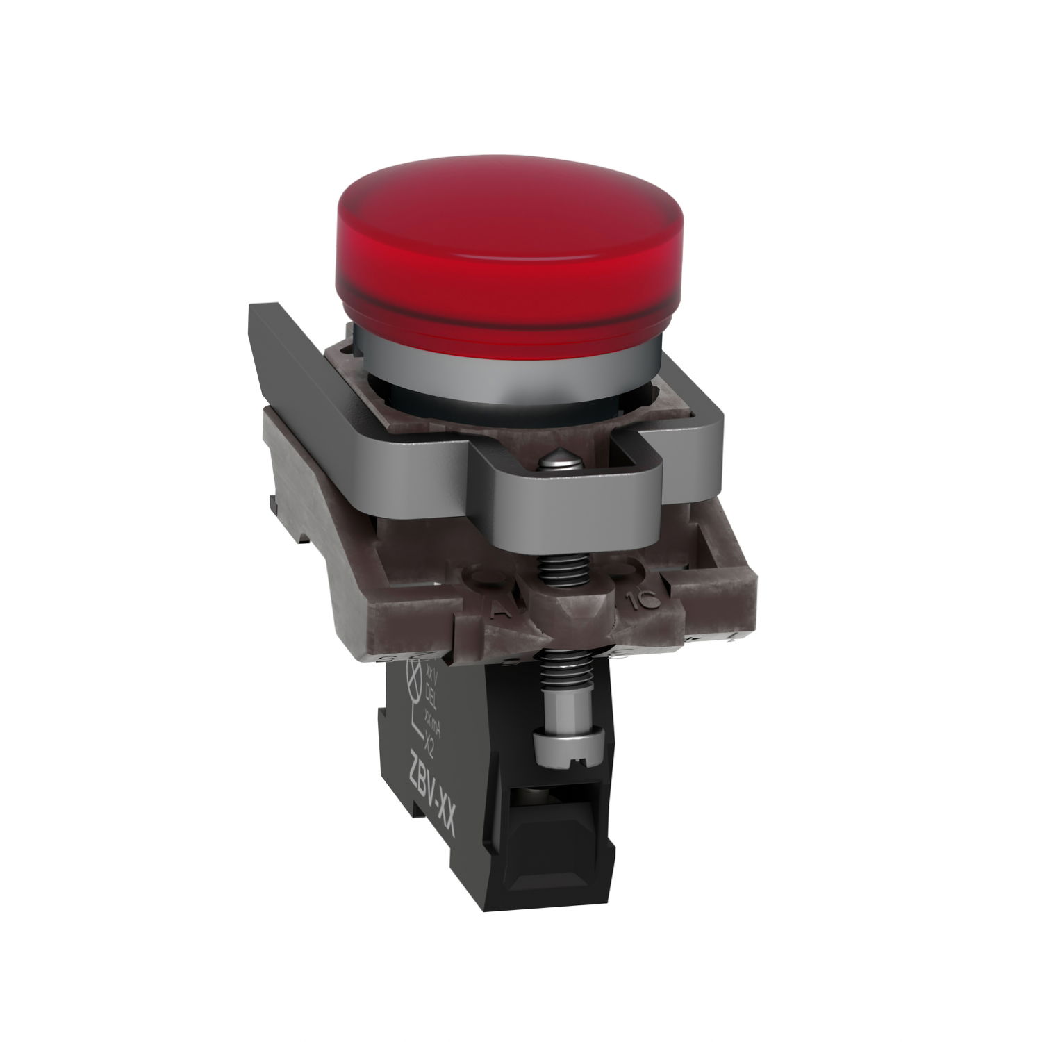 Pilot light, Harmony XB4,metal, red, 22mm, universal LED, plain lens, 230...240V AC – Image 2 of 8