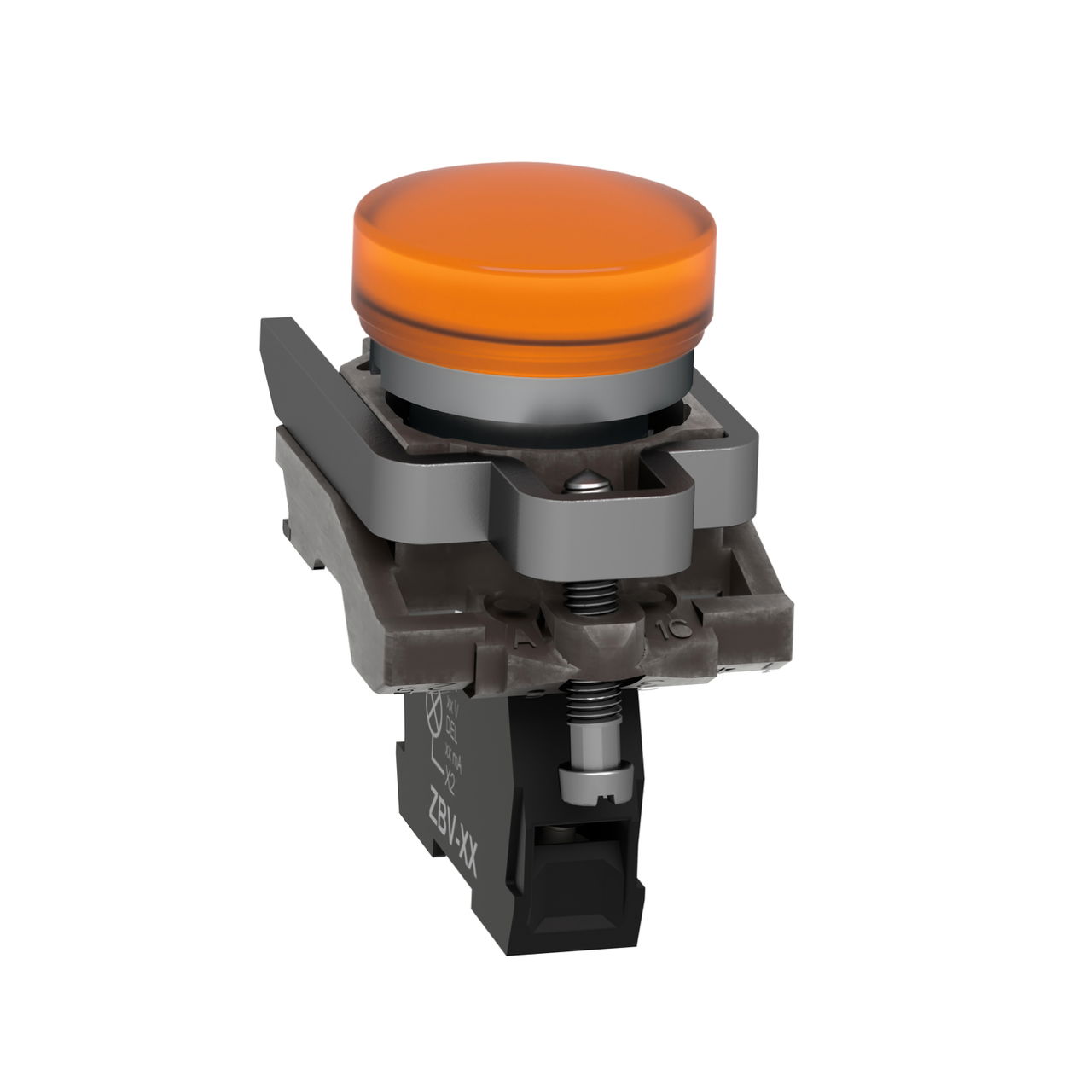 Pilot light, Harmony XB4,metal, orange, 22mm, universal LED, plain lens, 230...240V AC – Image 2 of 4