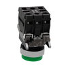 Illuminated push button, Harmony XB4, green flush, universal LED, 22mm, spring return, plain lens, 1NO + 1NC, 24V