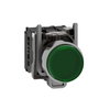 Illuminated push button, Harmony XB4, green flush, universal LED, 22mm, spring return, plain lens, 1NO + 1NC, 110…120V