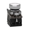 Illuminated push button, Harmony XB4, metal, white flush, 22mm, universal LED, plain lens, 1NO + 1NC, 230...240V AC