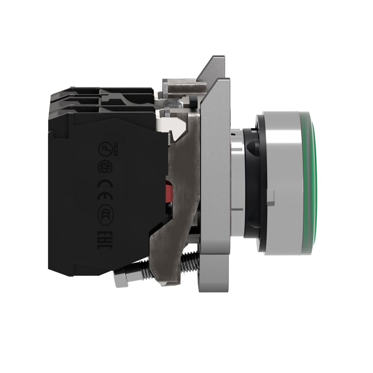 Illuminated push button, Harmony XB4, metal, green flush, 22mm, universal LED, plain lens, 1NO + 1NC, 24V AC DC – Image 5 of 8