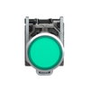 Illuminated push button, Harmony XB4, metal, green flush, 22mm, universal LED, plain lens, 1NO + 1NC, 110...120V AC