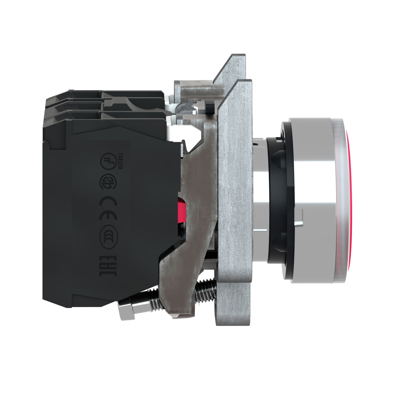 Illuminated push button, Harmony XB4, metal, red flush, 22mm, universal LED, plain lens, 1NO + 1NC, 24V AC DC – Image 5 of 8