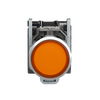 Illuminated push button, Harmony XB4, metal, orange flush, 22mm, universal LED, plain lens, 1NO + 1NC, 24V AC DC