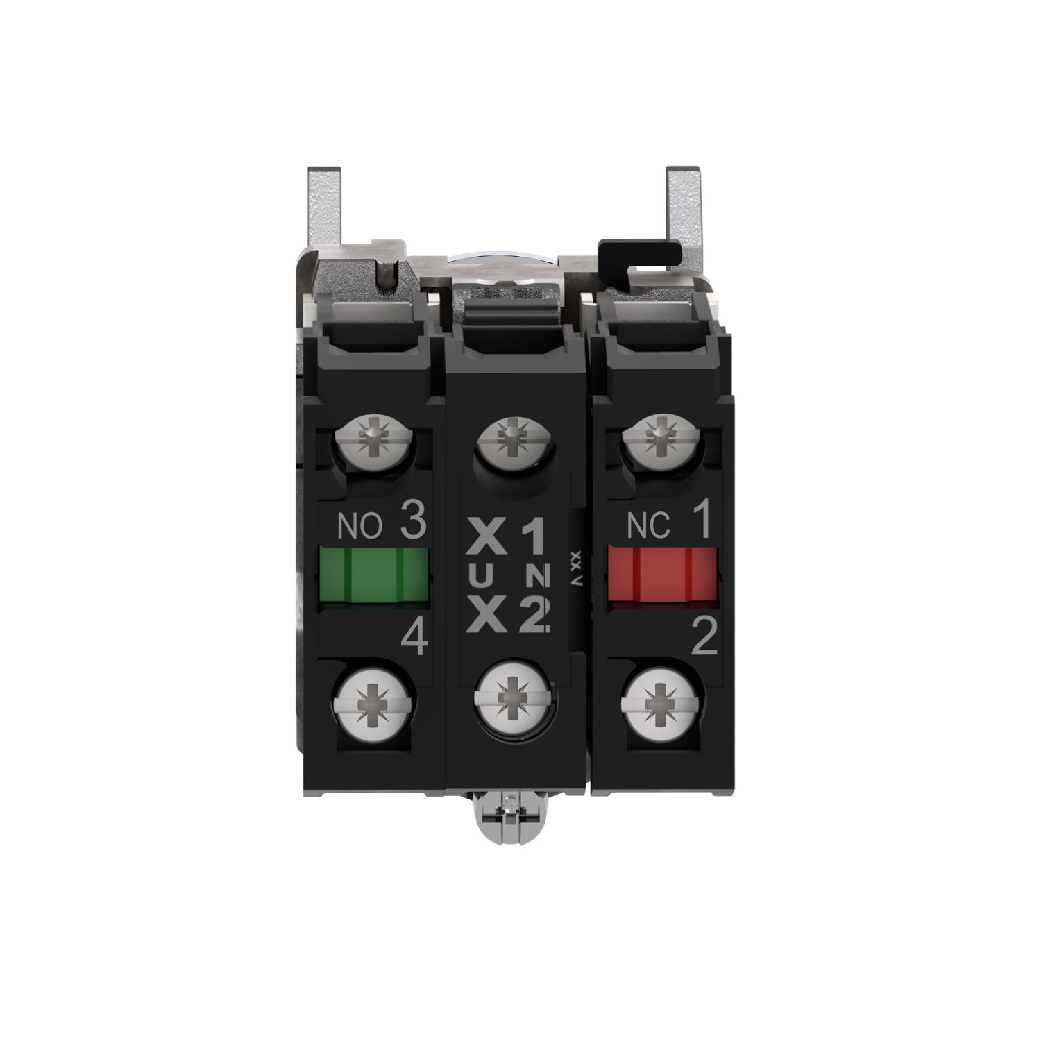 Illuminated push button, Harmony XB4, metal, blue flush, 22mm, universal LED, plain lens, 1NO + 1NC, 24V AC DC – Image 2 of 7