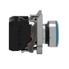 Leuchtdrucktaster, Harmony XB4, Metall, 22mm, blau, unbeschriftet, universelle LED, glatte Kalotte, 1S+1Ö, 24V ACDC