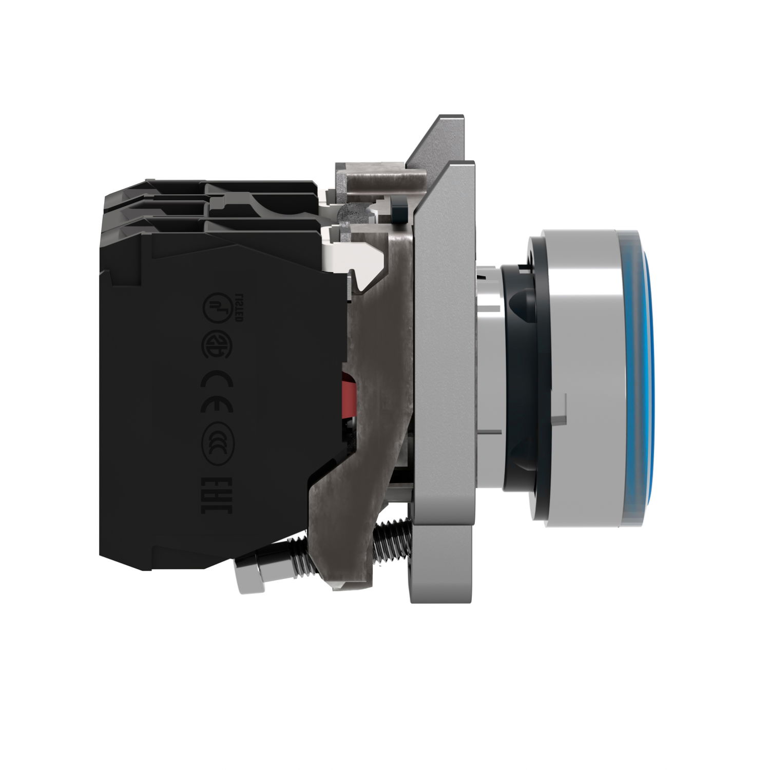 Illuminated push button, Harmony XB4, metal, blue flush, 22mm, universal LED, plain lens, 1NO + 1NC, 24V AC DC – Image 4 of 7