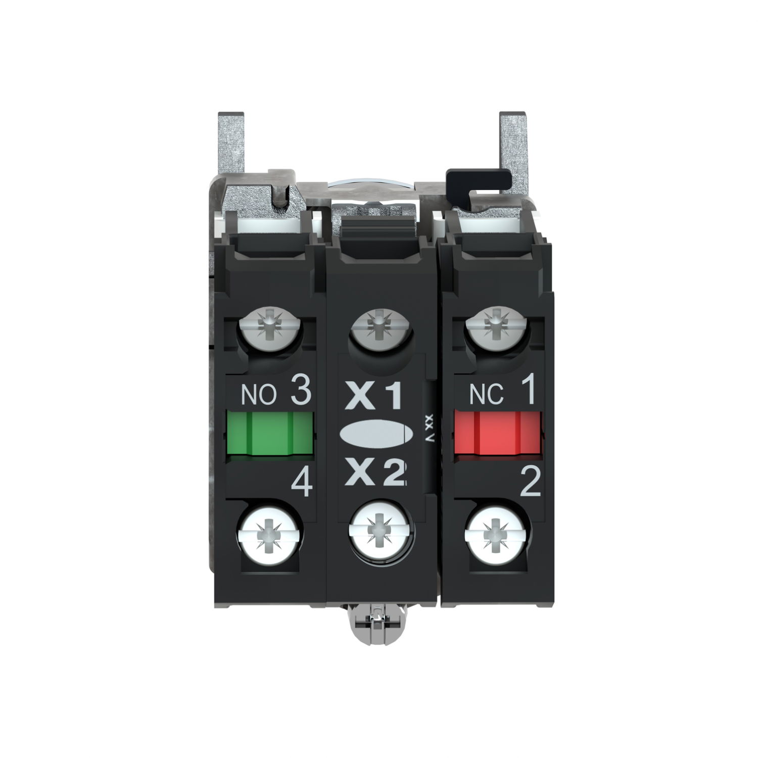 Illuminated push button, Harmony XB4, metal, blue flush, 22mm, universal LED, plain lens, 1NO + 1NC, 230...240V AC – Image 2 of 9