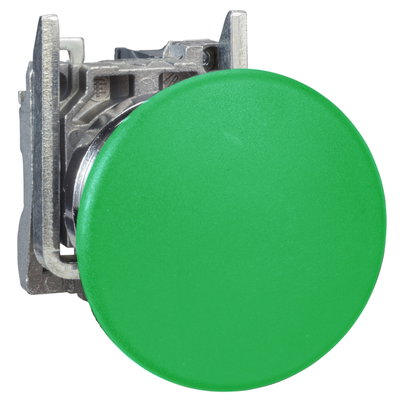 Complete push button, Harmony XB4, green pushbutton Ø22 mm, mushroom head Ø 40, 1 NO, ATEX