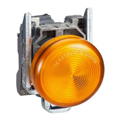 Complete pilot light, Harmony XB4, round Ø22 mm, IP65, yellow, integral LED, 120 V, lugs, ATEX