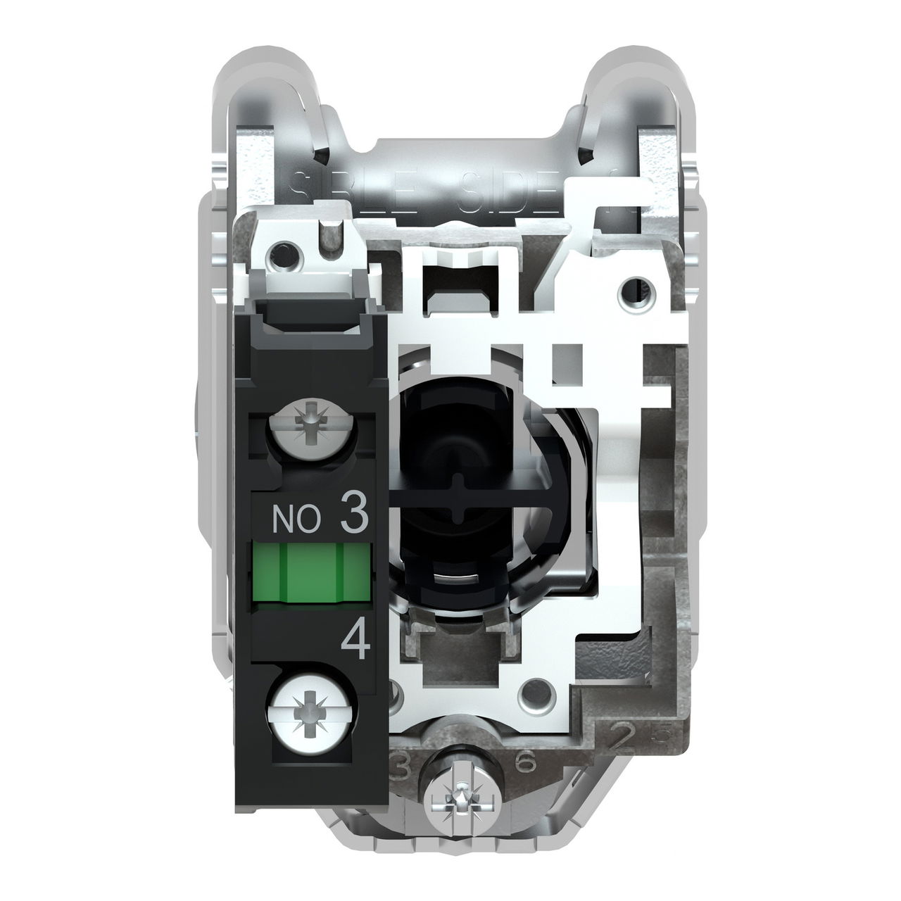 Harmony XB4, Push button flush mounted, metal, black, Ø30, spring return, marked DOWN ARROW, 1 NO – Image 2 of 8