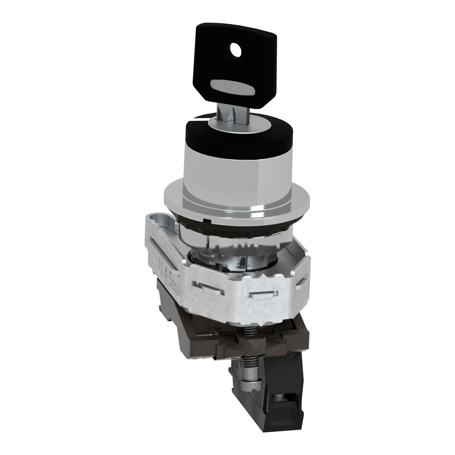 Harmony XB4, Key switch selector flush mounted, metal, black, Ø30, key n°455, 2 positions, stay put, 1 NO – Image 3 of 10