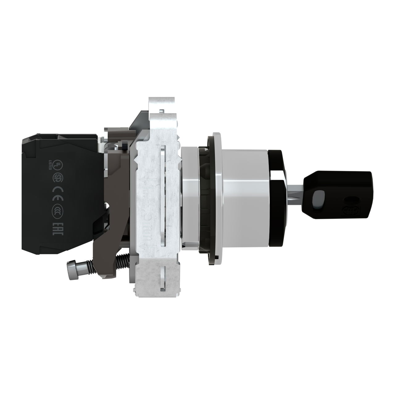 Harmony XB4, Key switch selector flush mounted, metal, black, Ø30, key n°455, 2 positions, stay put, 1 NO – Image 6 of 10