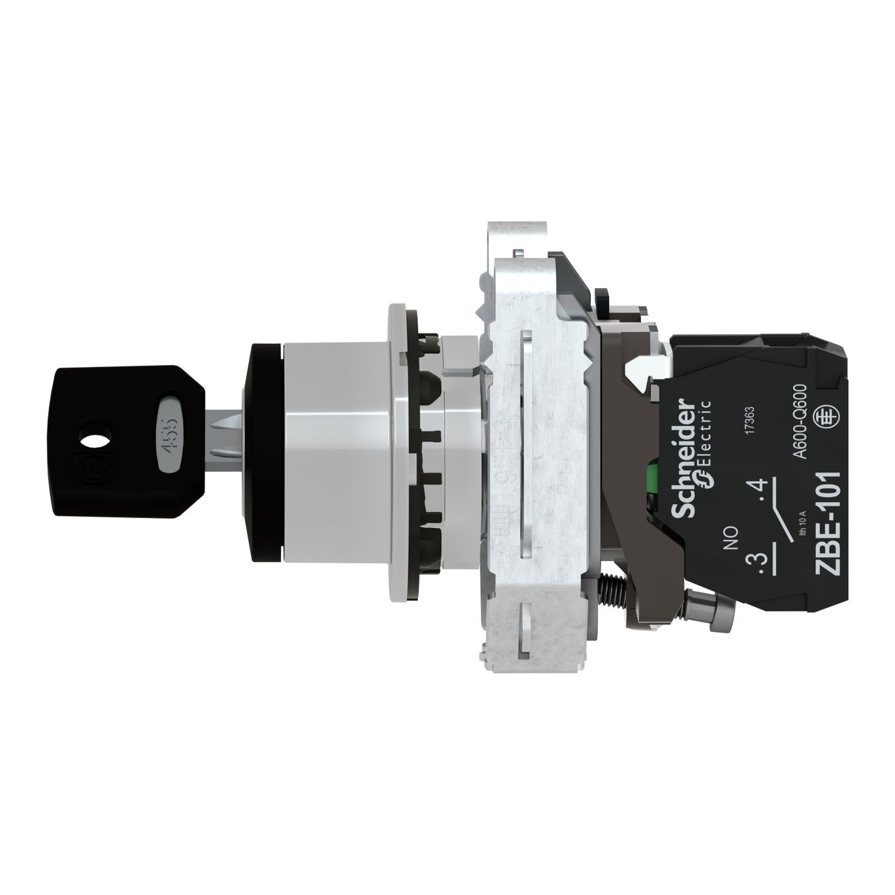 Harmony XB4, Key switch selector flush mounted, metal, black, Ø30, key n°455, 2 positions, stay put, 1 NO – Image 7 of 10