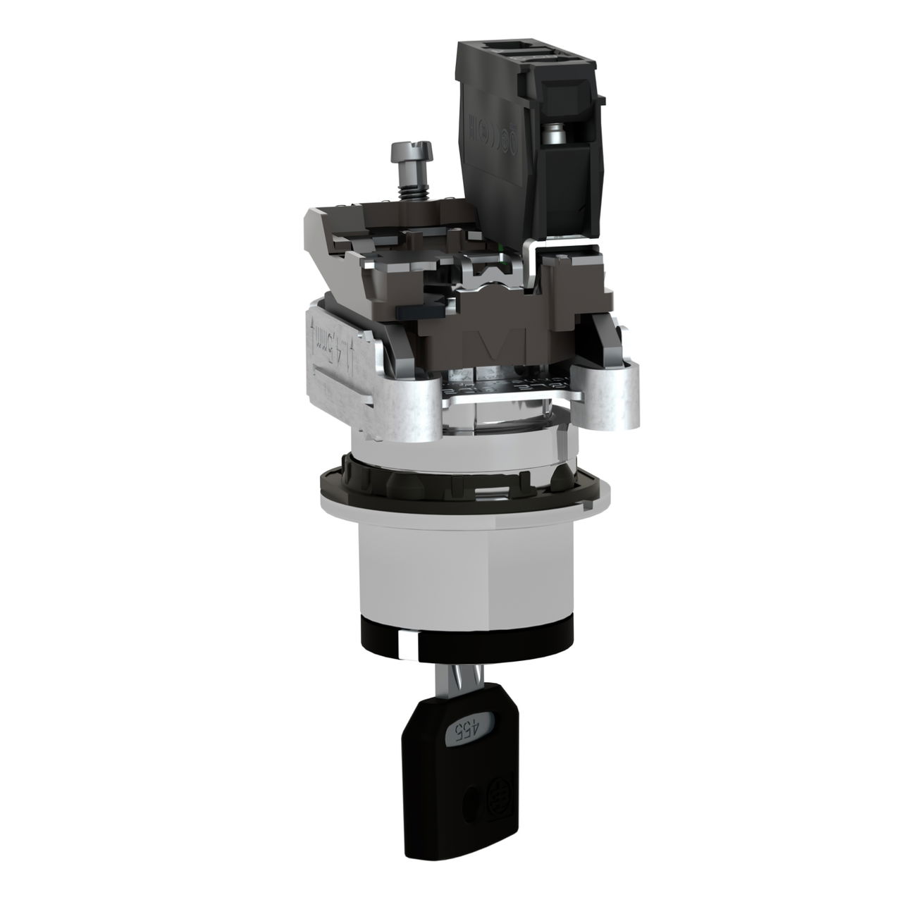 Harmony XB4, Key switch selector flush mounted, metal, black, Ø30, key n°455, 2 positions, stay put, 1 NO – Image 5 of 10