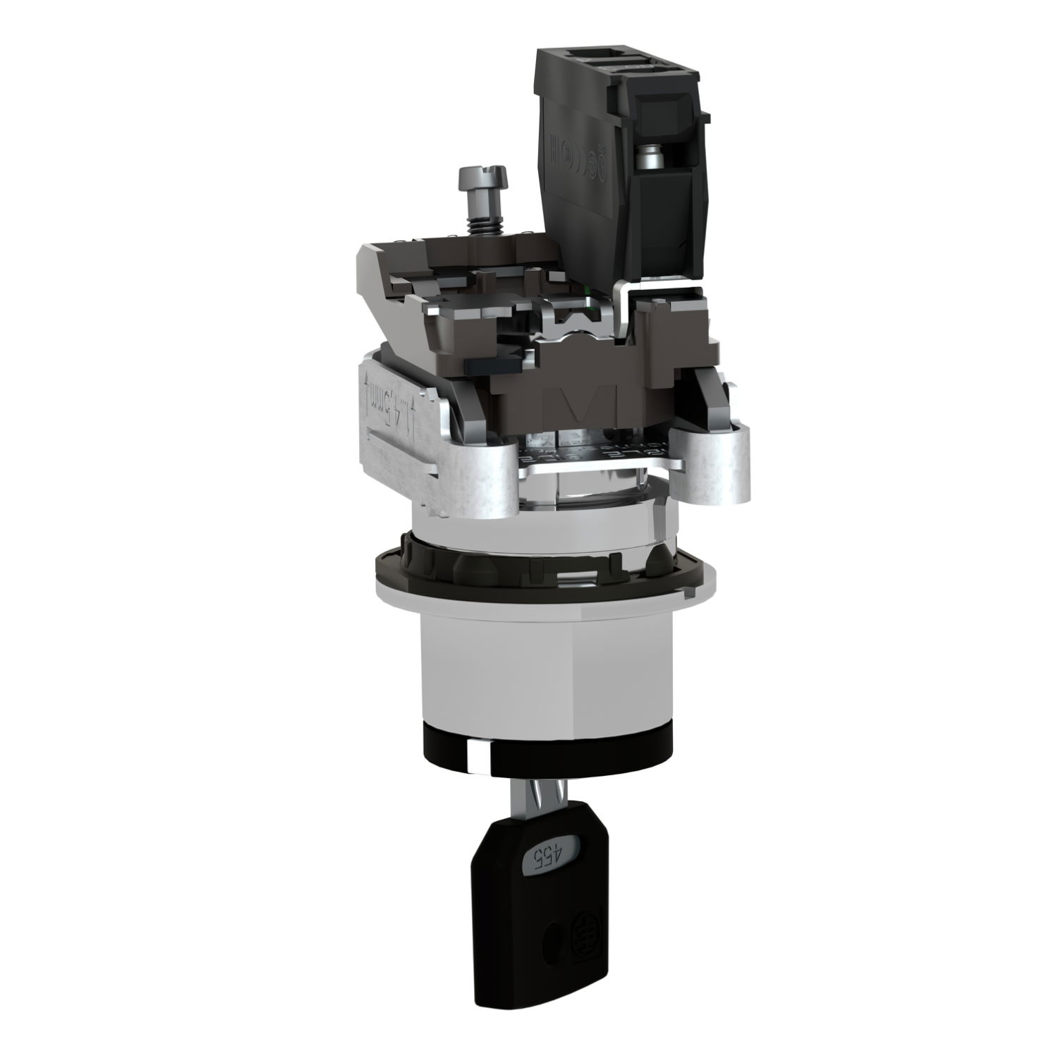 Harmony XB4, Key switch selector flush mounted, metal, black, Ø30, key n°455, 2 positions, stay put, 1 NO – Image 5 of 10