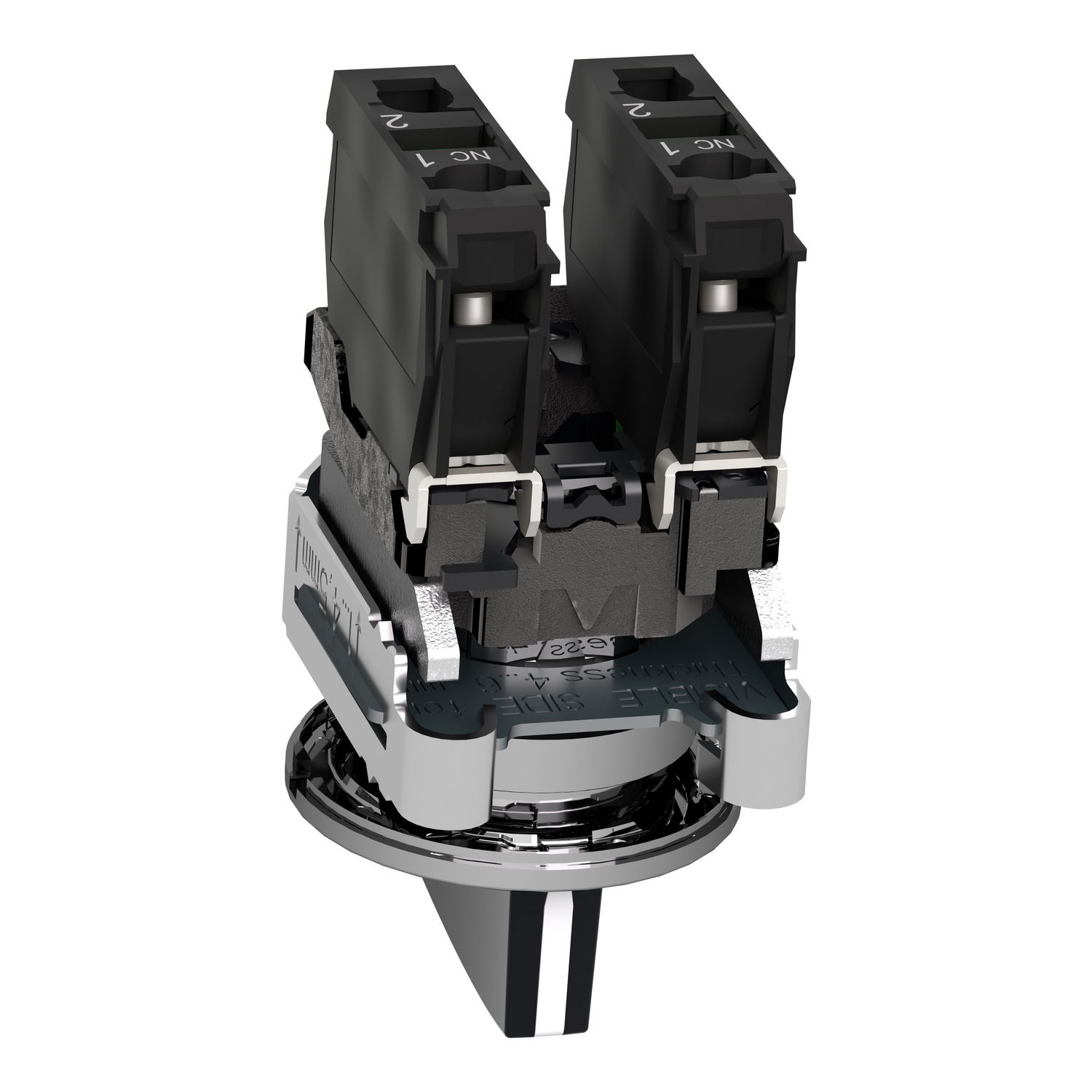 Harmony XB4, Selector switch flush mounted, metal, black, Ø30, long handle, 3 positions, stay put, 2 NO – Image 3 of 6