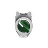 Illuminated selector switch, Harmony XB4, metal, green handle, 30mm, universal LED, 2 positions, 1NO + 1NC, 230...240V AC