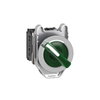 Illuminated selector switch, Harmony XB4, metal, green handle, 30mm, universal LED, 2 positions, 1NO + 1NC, 230...240V AC