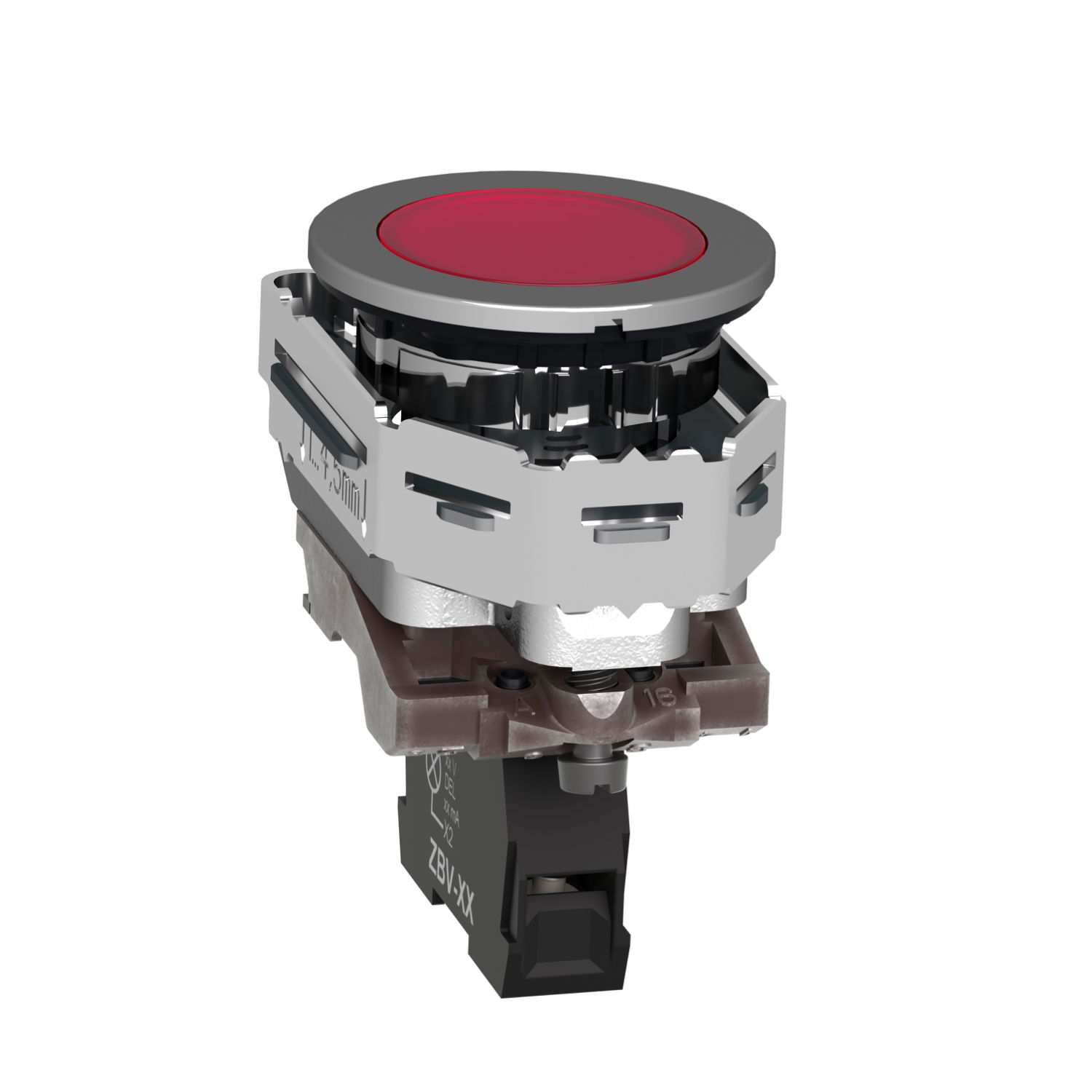 Pilot light, Harmony XB4,metal, red flush mounted, 30mm, universal LED, plain lens, 24V AC DC – Image 2 of 9