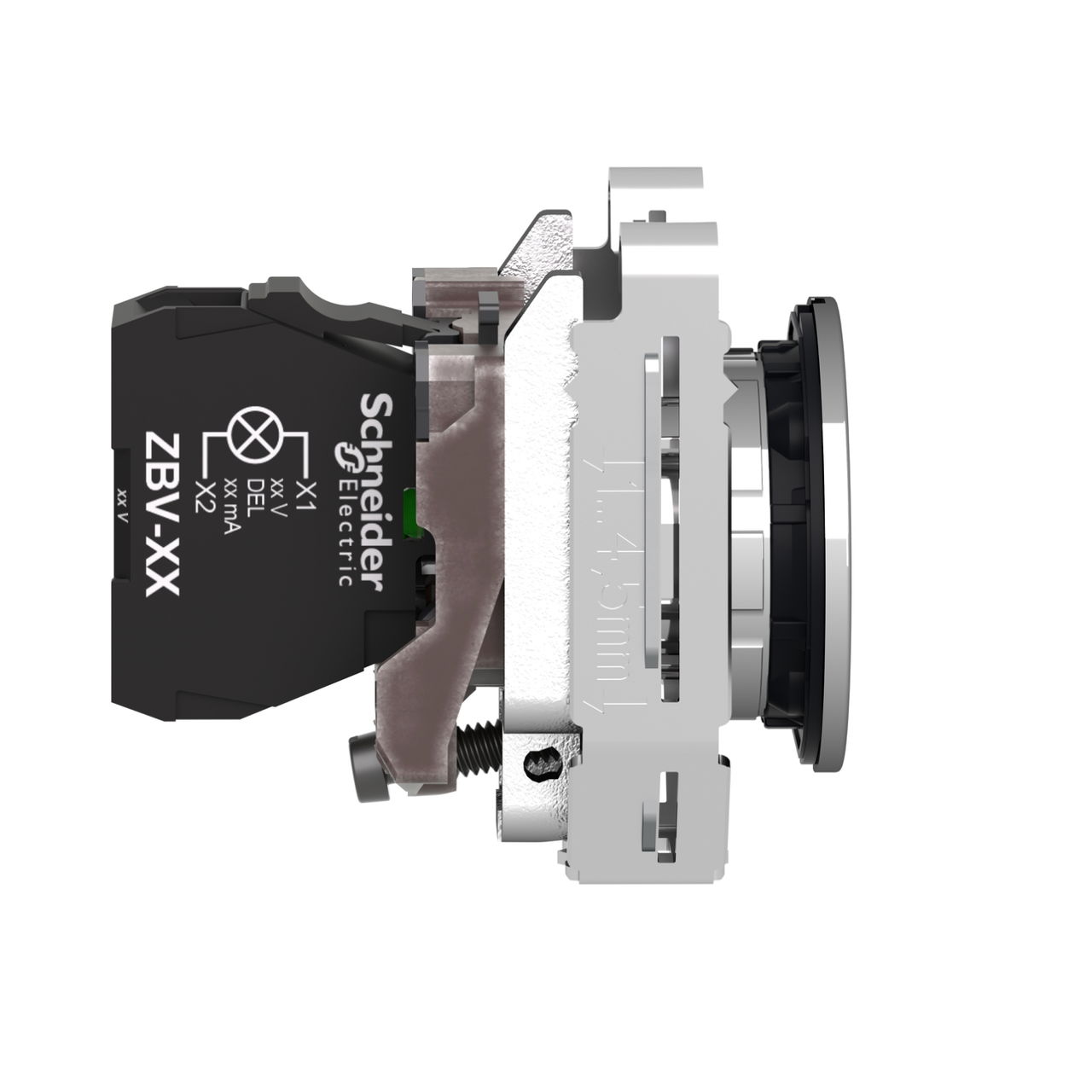 Pilot light, Harmony XB4,metal, red flush mounted, 30mm, universal LED, plain lens, 24V AC DC – Image 5 of 9