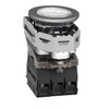 Illuminated push button, Harmony XB4, metal, white flush mounted, 30mm, universal LED, plain lens, 1NO + 1NC, 24V AC DC