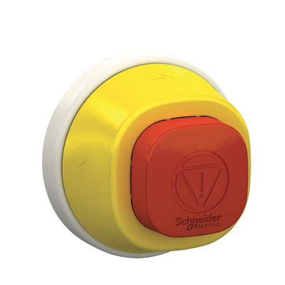 Harmony XB5, Illuminated emergency stop head, plastic, red, Ø22, trigger latching turn to release, white/red LED, 24 V AC/DC
