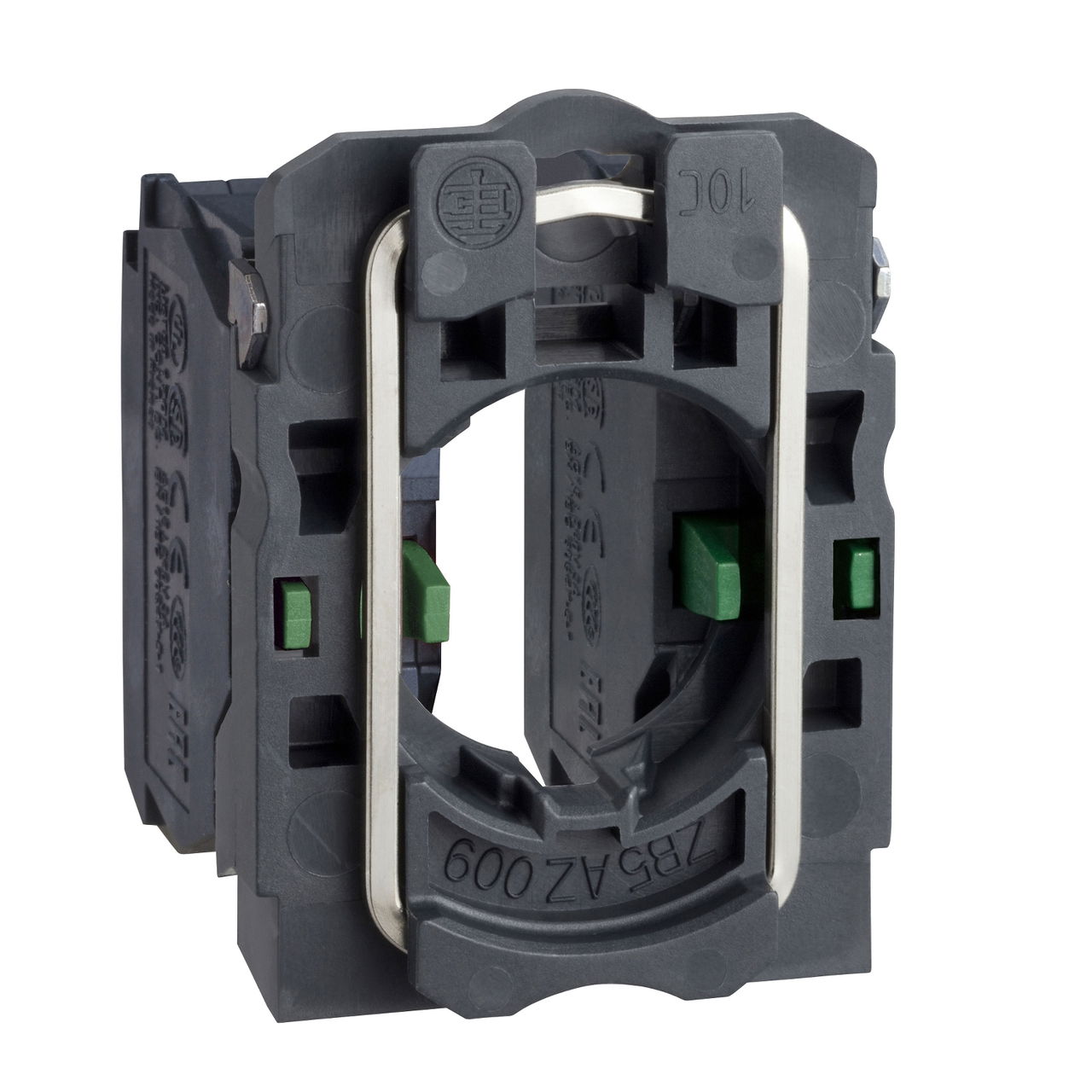 Single contact block with body/fixing collar, plastic, screw clamp terminal, 2 NO