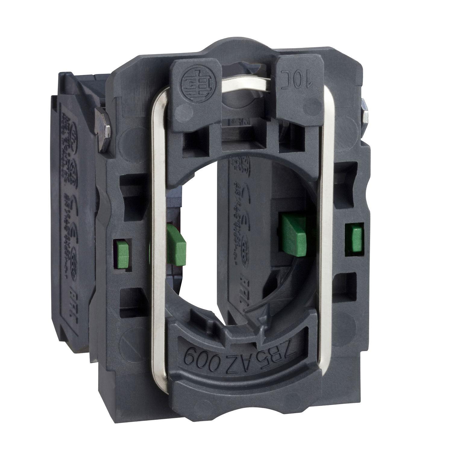 Single contact block with body/fixing collar, plastic, screw clamp terminal, 2 NO