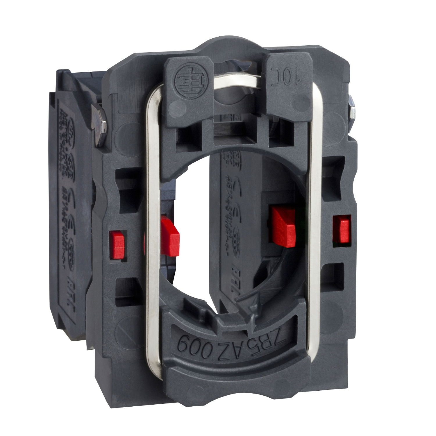 Single contact block with body/fixing collar, plastic, screw clamp terminal, 2 NC