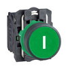 Harmony XB5, Push button, plastic, flush, green, Ø22, spring return, marked I, 1 NO