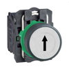 Push button, plastic, flush, white, Ø22, spring return, marked UP ARROW, 1 NO