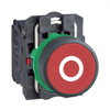 Red flush complete pushbutton Ø22 spring return 1NC "O"