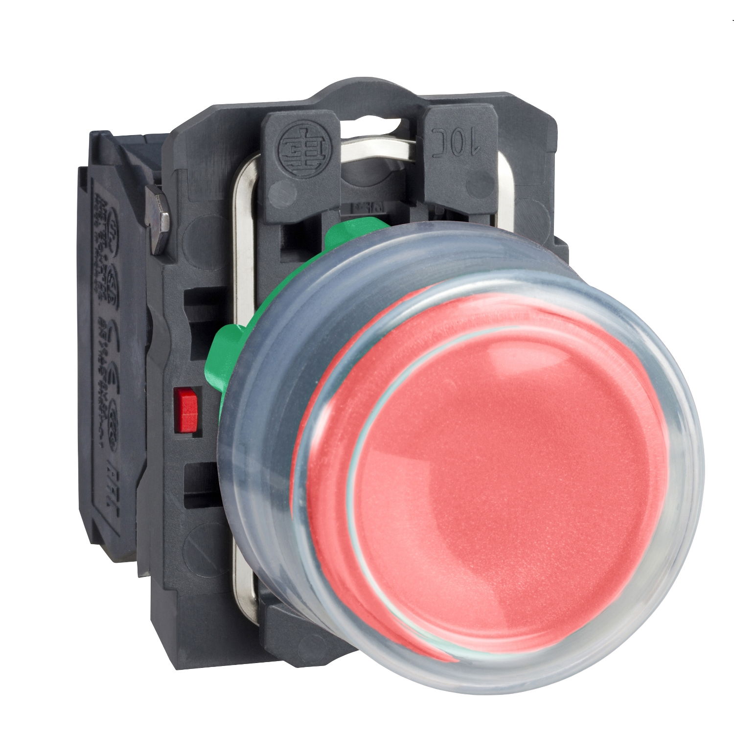 Harmony XB5, Push button, plastic, projecting, red, Ø22, spring return, booted, unmarked, 1 NO