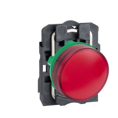 Red complete pilot light Ø22 plain lens for BA9s bulb 250V