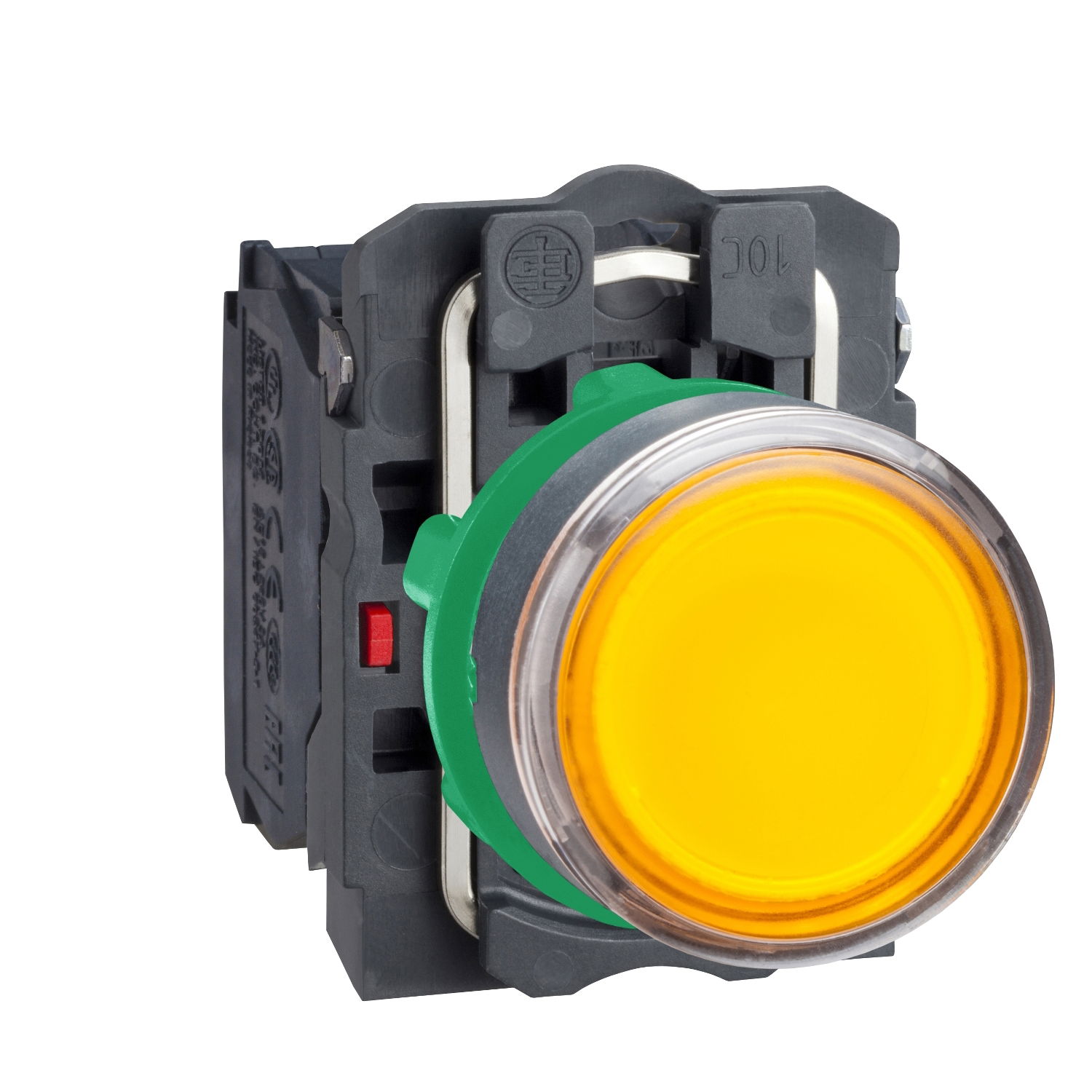 Illuminated push button, Harmony XB5, XB4, orange flush complete illum pushbutton Ø22 mm spring return 1NO+1NC 250 V