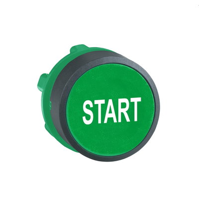 Push button head, plastic, flush, green, Ø22, spring return, marked START