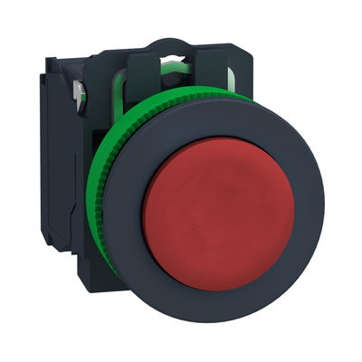 FLUSH MOUNTED RED PROJECTING PUSHBUTTON 1NC SCREW CLAMP