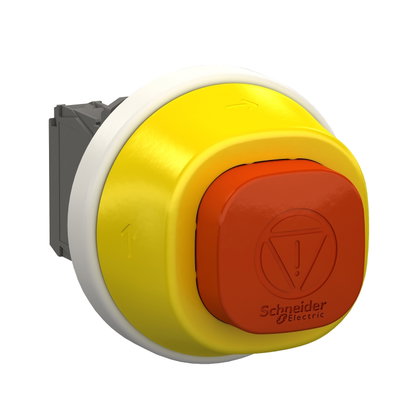 Harmony XB5, Illuminated emergency stop, plastic, Ø22, trigger latching turn to release, white/red LED, 24 V AC/DC, 1 NO + 1 NC