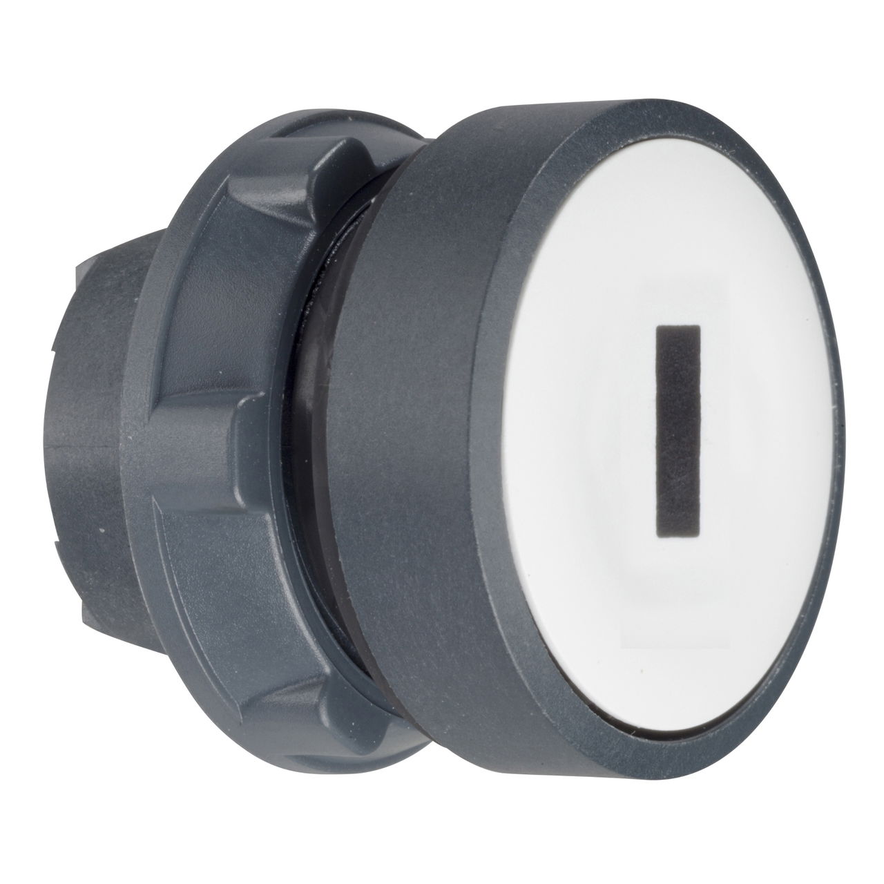 White flush pushbutton head Ø22 spring return "I"
