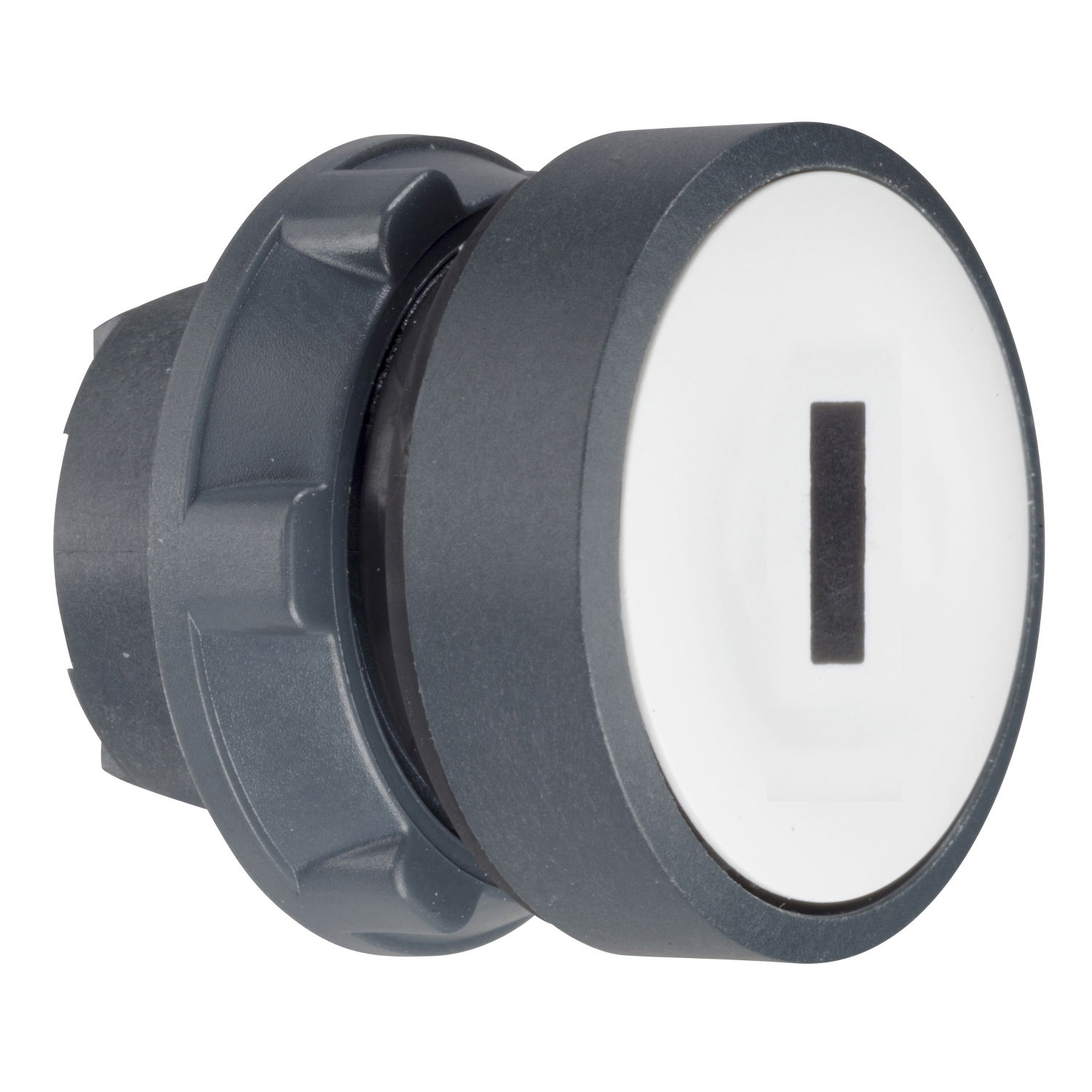 White flush pushbutton head Ø22 spring return "I"